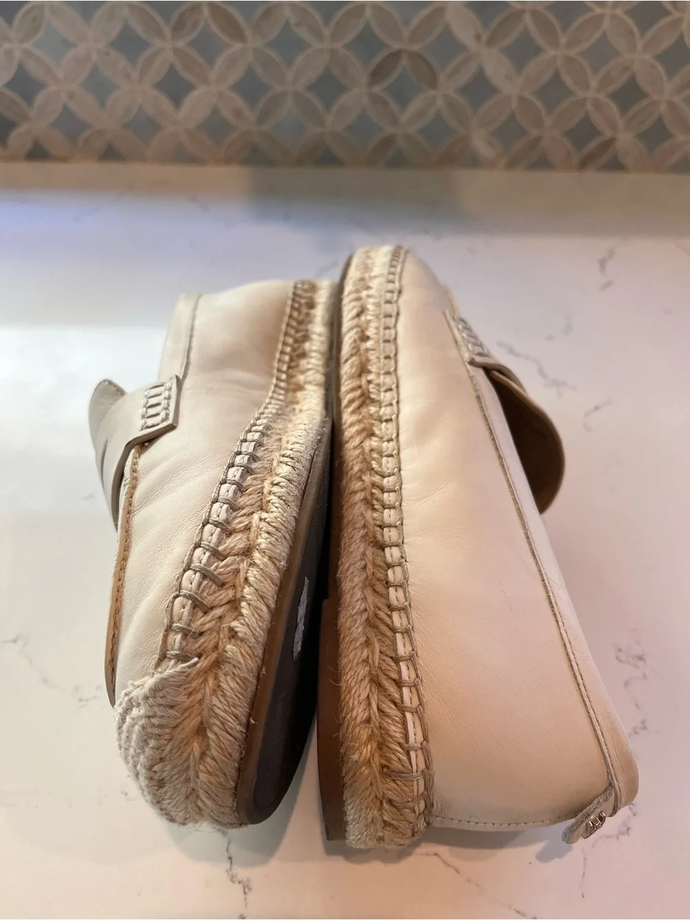 Sam Edelman Kai Cream Ivory Espadrille Penny Loafers Size 8